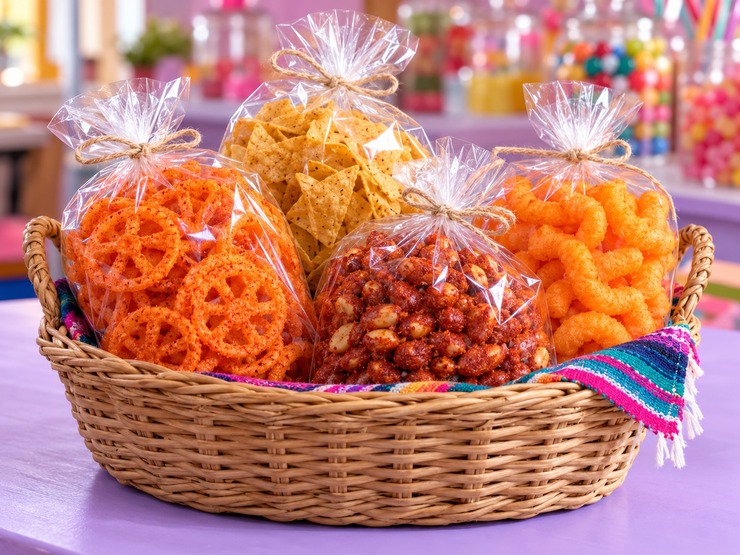 Bolsas transparentes con frituras a granel